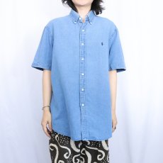 画像2: Ralph Lauren "SLIM FIT" ロゴ刺繍 ボタンダウンシャツ XL (2)