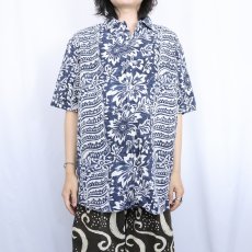 画像2: POLO Ralph Lauren "BONNARD" オールオーバーパターン リネン×コットンハワイアンシャツ M (2)