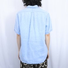 画像3: Ralph Lauren ロゴ刺繍 3点留め リネンボタンダウンシャツ L (3)