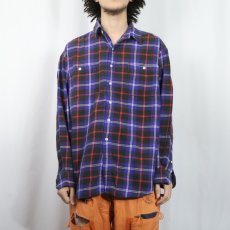 画像2: 90's GAP チェック柄 ライトネルシャツ L (2)