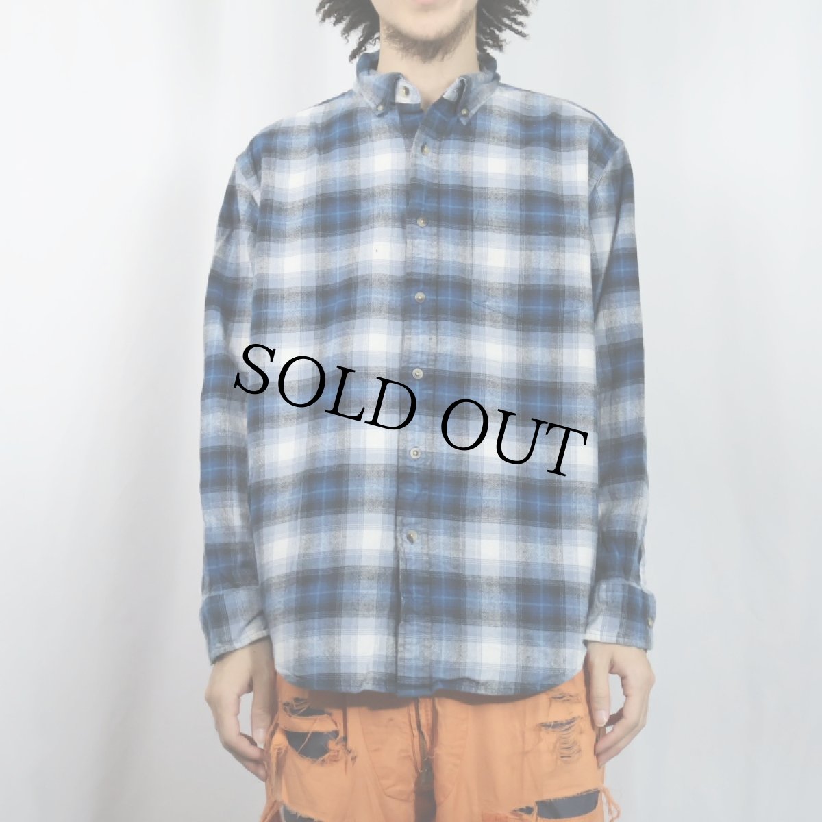 画像2: PENDLETON "MASON" オンブレーチェック柄 コットンボタンダウンシャツ L (2)
