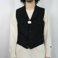 画像2: VINTAGE 針刺しシンチバック ウールジレベスト BLACK (2)
