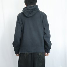 画像3: POLO Ralph Lauren 裏サーマル 切り替えデザイン 前V スウェットフーディー BLACK XL (3)