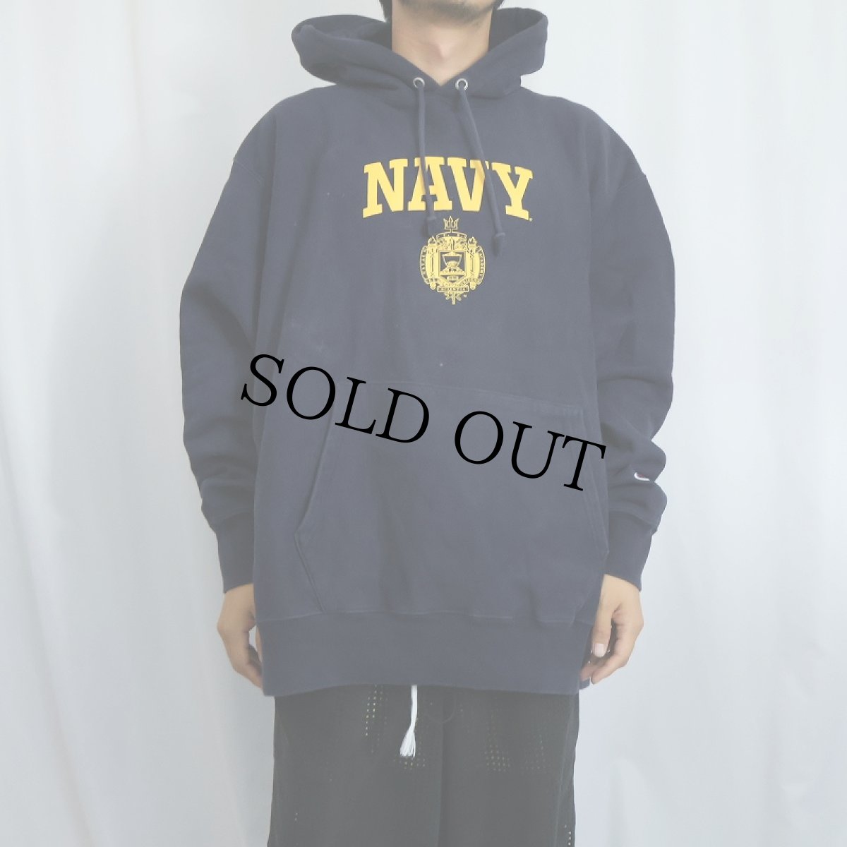 画像2: Champion REVERSE WEAVE "NAVY" プリントスウェットフーディー NAVY 2XL (2)