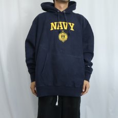 画像2: Champion REVERSE WEAVE "NAVY" プリントスウェットフーディー NAVY 2XL (2)