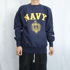 画像2: 90's MV SPORT USA製 REVERSE WEAVE TYPE "NAVY" プリントスウェット NAVY S (2)