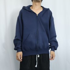 画像2: 90's RUSSELL ATHLETIC USA製 スウェットジップパーカー NAVY L (2)