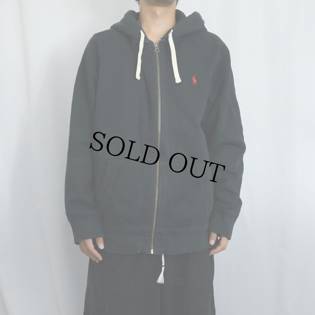 画像2: POLO Ralph Lauren ロゴ刺繡 スウェットジップパーカー BLACK XXL (2)