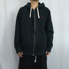 画像2: POLO Ralph Lauren ロゴ刺繡 スウェットジップパーカー BLACK XXL (2)