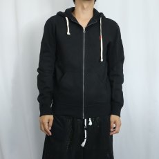 画像2: POLO Ralph Lauren ロゴ刺繡 スウェットジップパーカー BLACK S (2)