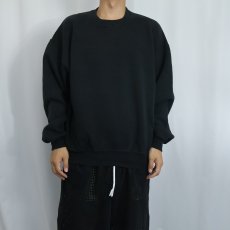 画像2: 90's RUSSELL ATHLETIC 前V 無地スウェット BLACK XL (2)