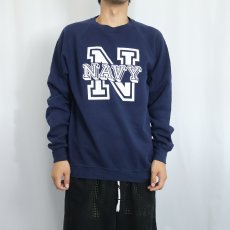 画像3: 90's SOFFE USA製 "NAVY" プリントラグランスウェット NAVY L (3)