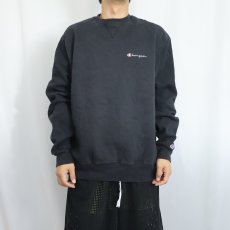 画像3: 90's Champion 青刺繍タグ 後期 USA製 ロゴ刺繍 前Vスウェット BLACK XL (3)