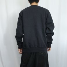 画像4: 90's Champion 青刺繍タグ 後期 USA製 ロゴ刺繍 前Vスウェット BLACK XL (4)