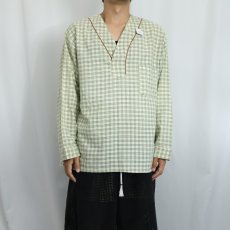 画像2: 70's JCPenney チェック柄 コットン×ポリエステルパジャマシャツ L (2)