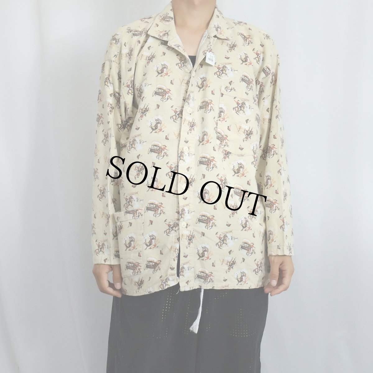 画像2: 90's P.J. Salvage Clothing Company "Night Pals!" 総柄 コットンパジャマシャツ  (2)