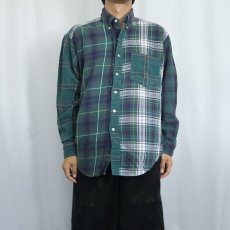 画像2: 90's GAP チェック柄 クレイジーパターン ボタンダウンネルシャツ XL (2)