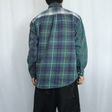 画像3: 90's GAP チェック柄 クレイジーパターン ボタンダウンネルシャツ XL (3)