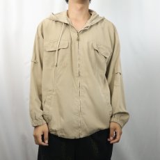 画像2: 90's DEMOCRACY USA製 レーヨン×コットンジップパーカー L (2)