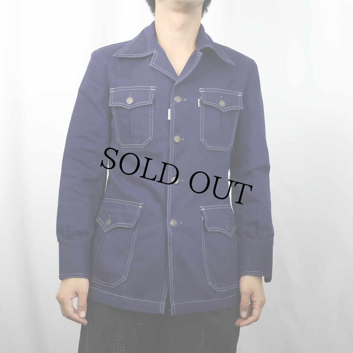 画像2: 70's Levi's モールスキン サファリジャケット NAVY SIZE36 (2)