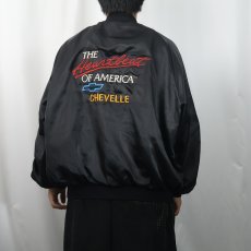 画像4: 70〜80's USA JACKETS "The Heartbeat of America CHEVELLE" 刺繍入り ナイロンスタジャン BLACK (4)