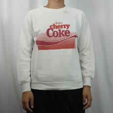 画像2: 80〜90's "Enjoy cherry Coke" 炭酸飲料 ロゴプリントラグランスウェット (2)