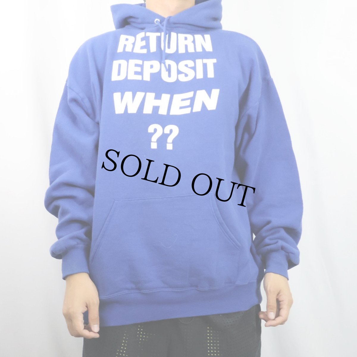 画像2: 80〜90's USA製 "RETURN DEPOSIT WHEN ??" プリントスウェットフーディー XL (2)