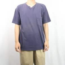画像2: 90's GAP USA製 無地ポケットTシャツ NAVY L (2)