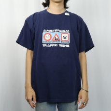 画像2: "AMSTERDAM TRAFFIC SIGNS" 標識パロディプリントTシャツ NAVY XL (2)