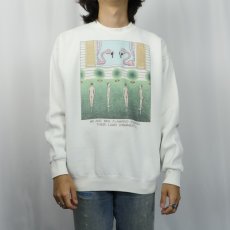 画像2: 90's Lee USA製 "MR. AND MRS. FLAMINGO ADMIRING THEIR LAWN ORNAMENTS" ジョークプリントスウェット L (2)