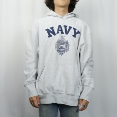 画像2: Champion AUTHENTIC ATHLETICWEAR "U.S.NAVY" プリントスウェットフーディー L (2)