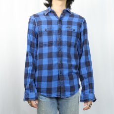 画像2: 80〜90's POLO COUNTRY Ralph Lauren バッファローチェック柄 ダブルフェイス コットンガーゼシャツ S (2)