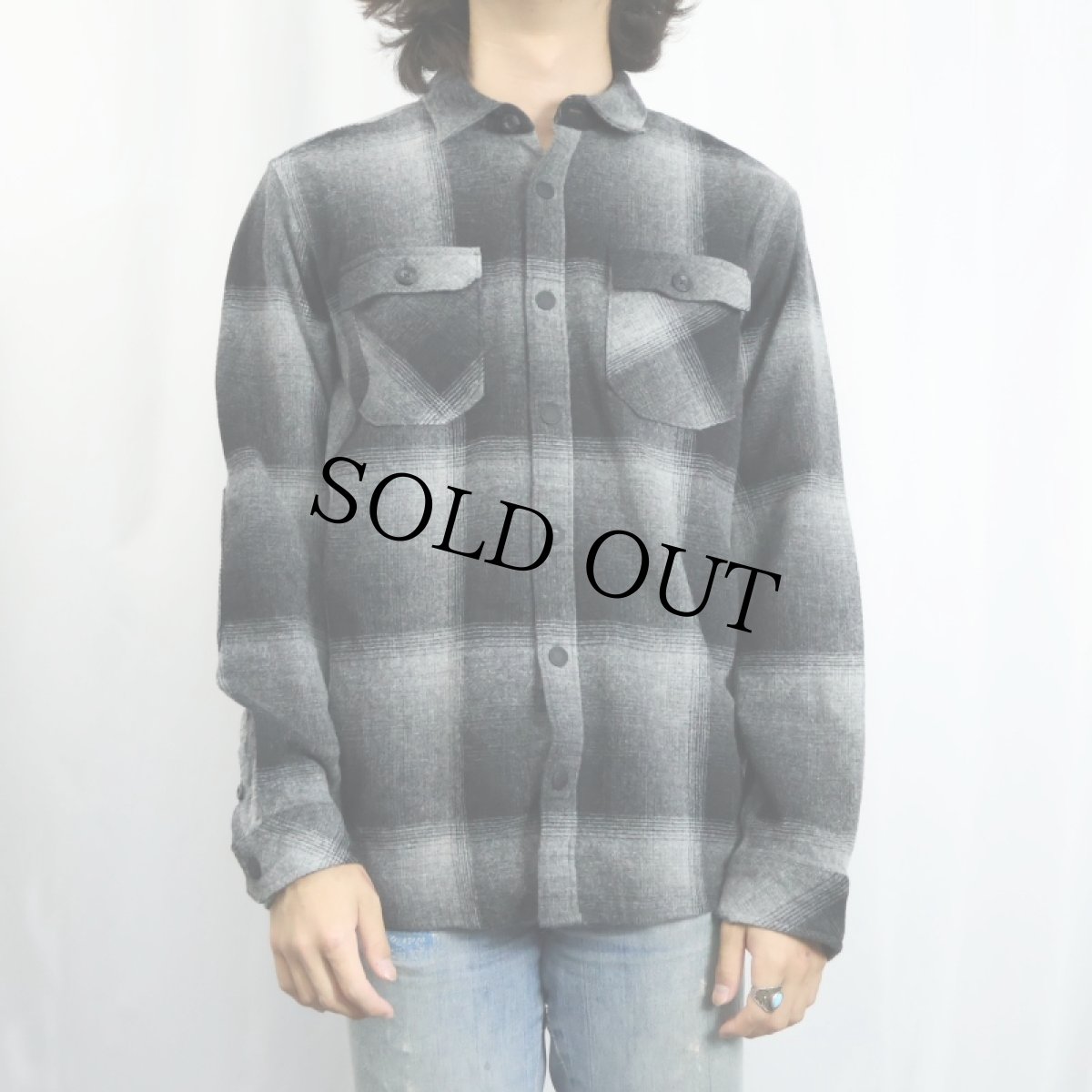 画像2: ROARK REVIVAL×PENDLETON "CLASSIC FIT" オンブレーチェック柄 エルボーパッチ付き ウールシャツ M (2)