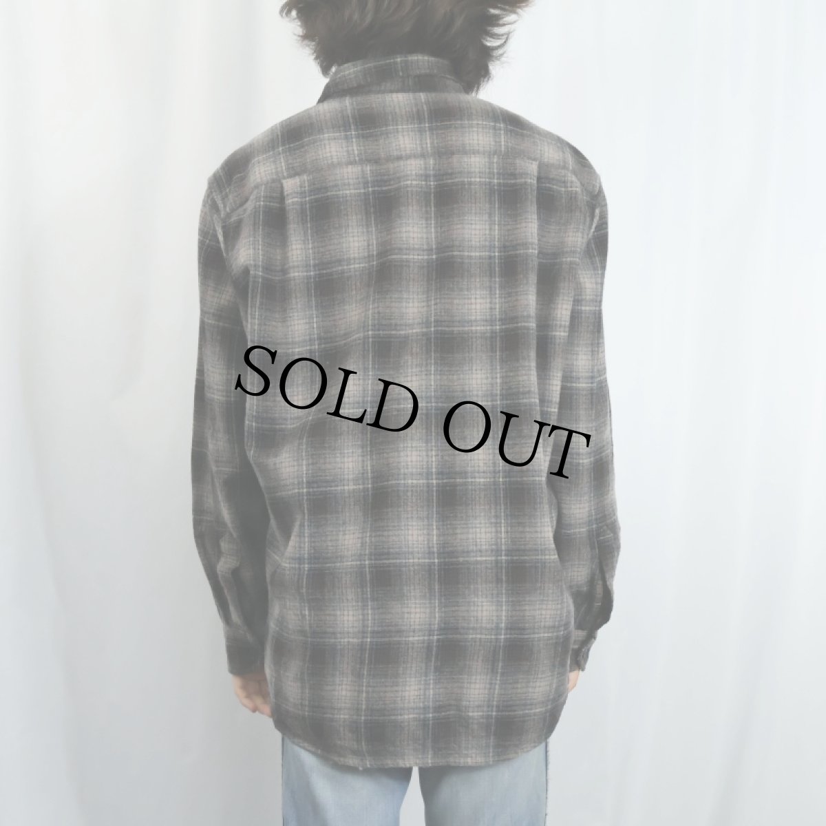 画像3: PENDLETON "LODGE" オンブレーチェック柄 ウールシャツ L (3)