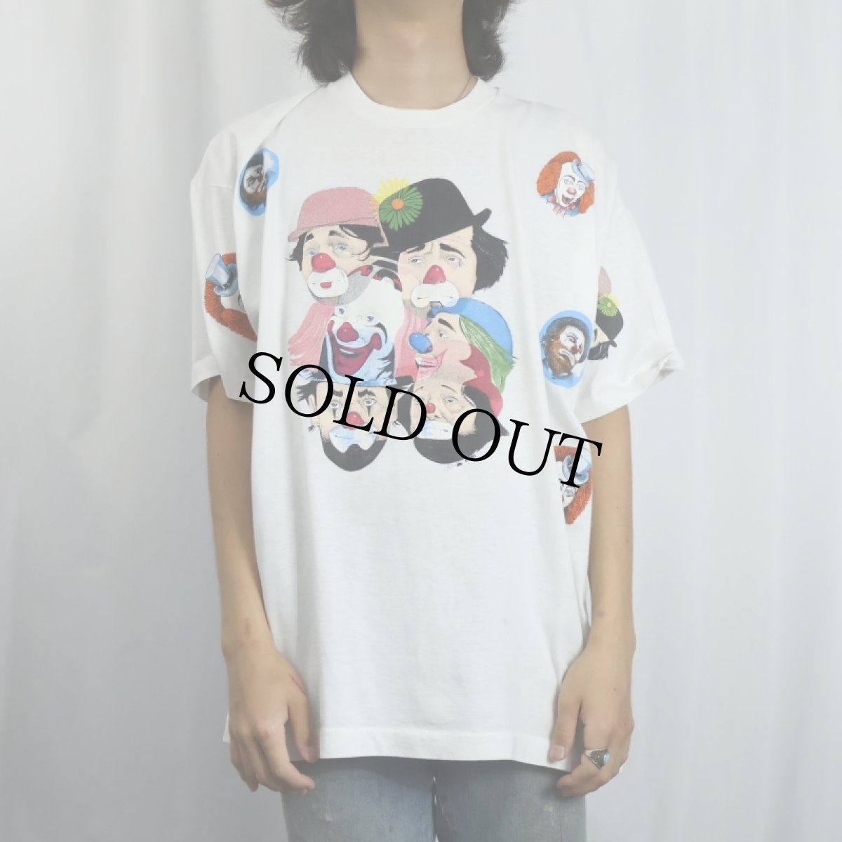 画像2: 90's M. HARRIS USA製 ピエロプリントTシャツ XXL (2)