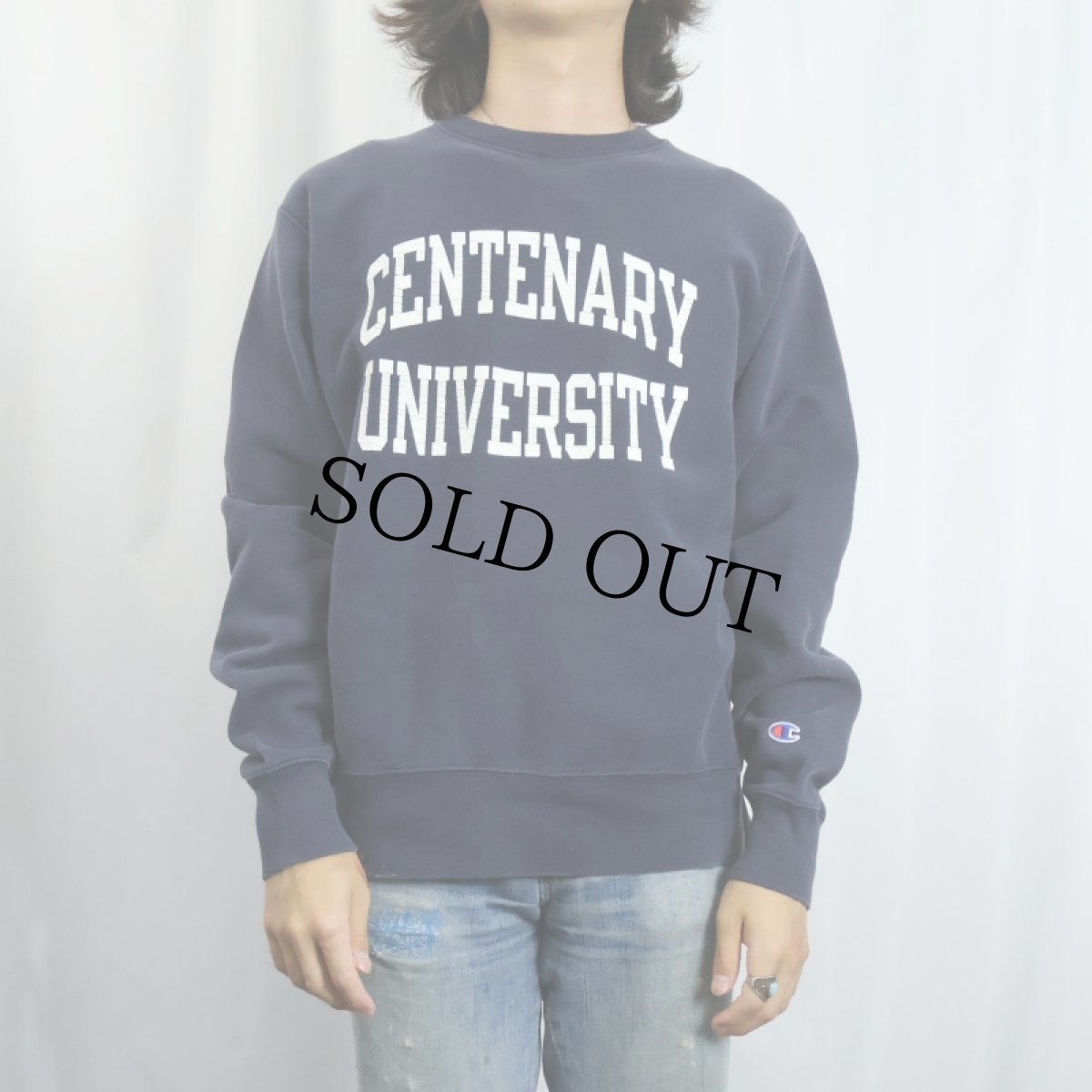 画像2: Champion REVERSE WEAVE "CENTENARY UNIVERSITY" プリントスウェット NAVY M (2)