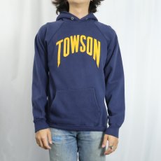 画像2: 80's Champion USA製 トリコタグ "TOWSON" プリントスウェットフーディー NAVY M (2)