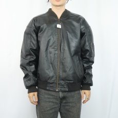 画像2: 90's〜 WEEKENDS "MA-1 TYPE" レザージャケット BLACK M (2)