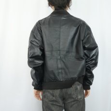 画像3: 90's〜 WEEKENDS "MA-1 TYPE" レザージャケット BLACK M (3)