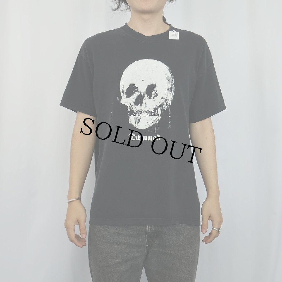画像2: 90's〜 THE DAMNED パンクロックバンド スカル騙し絵プリントTシャツ BLACK L (2)