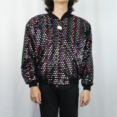 画像2: 80's Marshall Rousso USA製 スパンコール付き コーデュロイブルゾン BLACK S (2)