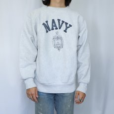 画像2: 90's MV SPORT USA製 REVERSE WEAVE TYPE ''NAVY'' プリントスウェット L (2)
