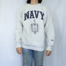 画像2: 90's MV SPORT USA製 REVERSE WEAVE TYPE ''NAVY'' プリントスウェット M (2)