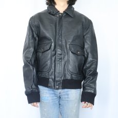 画像2: Blooker "A-2 TYPE" レザージャケット BLACK SIZE50 (2)