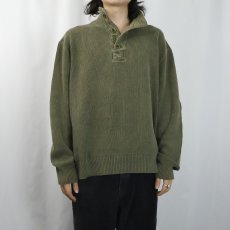 画像2: POLO Ralph Lauren ロゴ刺繍 エルボーパッチ付き コットンニットセーター XL (2)