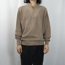 画像2: 90's LANDS' END USA製 ヘンリーネック コットンニットセーター L  (2)