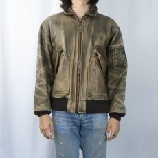 画像2: 80's〜 FIDELITY "A-2 TYPE" レザーフライトジャケット SIZE42 (2)