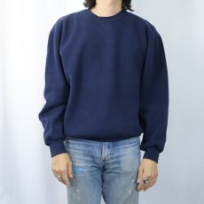 画像2: 90's RUSSELL ATHLETIC USA製 前V 無地スウェット NAVY M (2)