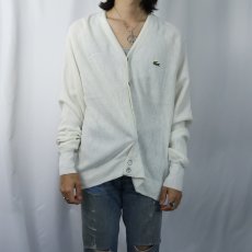 画像2: 80〜90's IZOD LACOSTE USA製 ロゴ刺繍 アクリルニットカーディガン M (2)