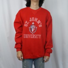画像2: 80's RUSSELL ATHLETIC USA製 "ST.JOHN'S UNIVERSITY" 前V フロッキープリントスウェット XL (2)